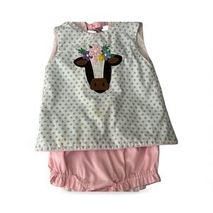 Sweet LaRose Polka Dot Cow Print toddler outfit- read description!